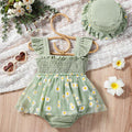 SHEIN Baby Girl Daisy Mesh Bodysuit and Hat Outfit