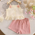 SHEIN Toddler Girls Floral Ruffle Camisole & Shorts Set