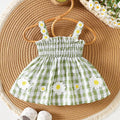 SHEIN Newborn Baby Girl Blue Plaid Floral Cami Dress