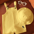 SHEIN Unisex Newborn White Romper Pants Sun Hat Set