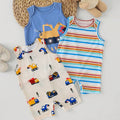 SHEIN 3pcs/Set Newborn Baby Boy/Girl Cute Cartoon & Striped Knitted Romper