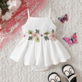 SHEIN Vintaside Baby Girls' Knitted Flower Patchwork Bodysuit Summer