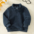 SHEIN Vintaside Kids Soft Fleece Top Dark Blue, Casual Collar