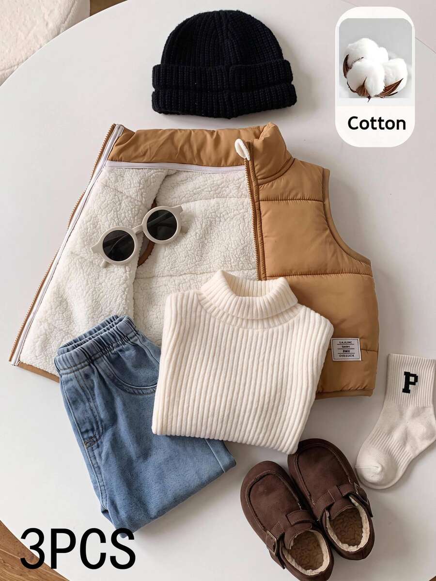 SHEIN Vintaside Soft Fleece Top, Casual Collar, Long Sleeves