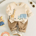 SHEIN Boys/Girls , 2-Piece Thickened Thermal Padded Sweatshirt, Animal Print