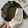 SHEIN Unisex preppy casual shirt set for babies, boys and girls