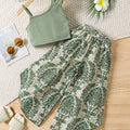 SHEIN Girls Solid Camisole Top & Wide Leg Pants Set