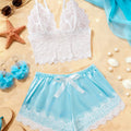 SHEIN Lingerie Valentine's Dazy Sexy White Lace Sleepwear Set