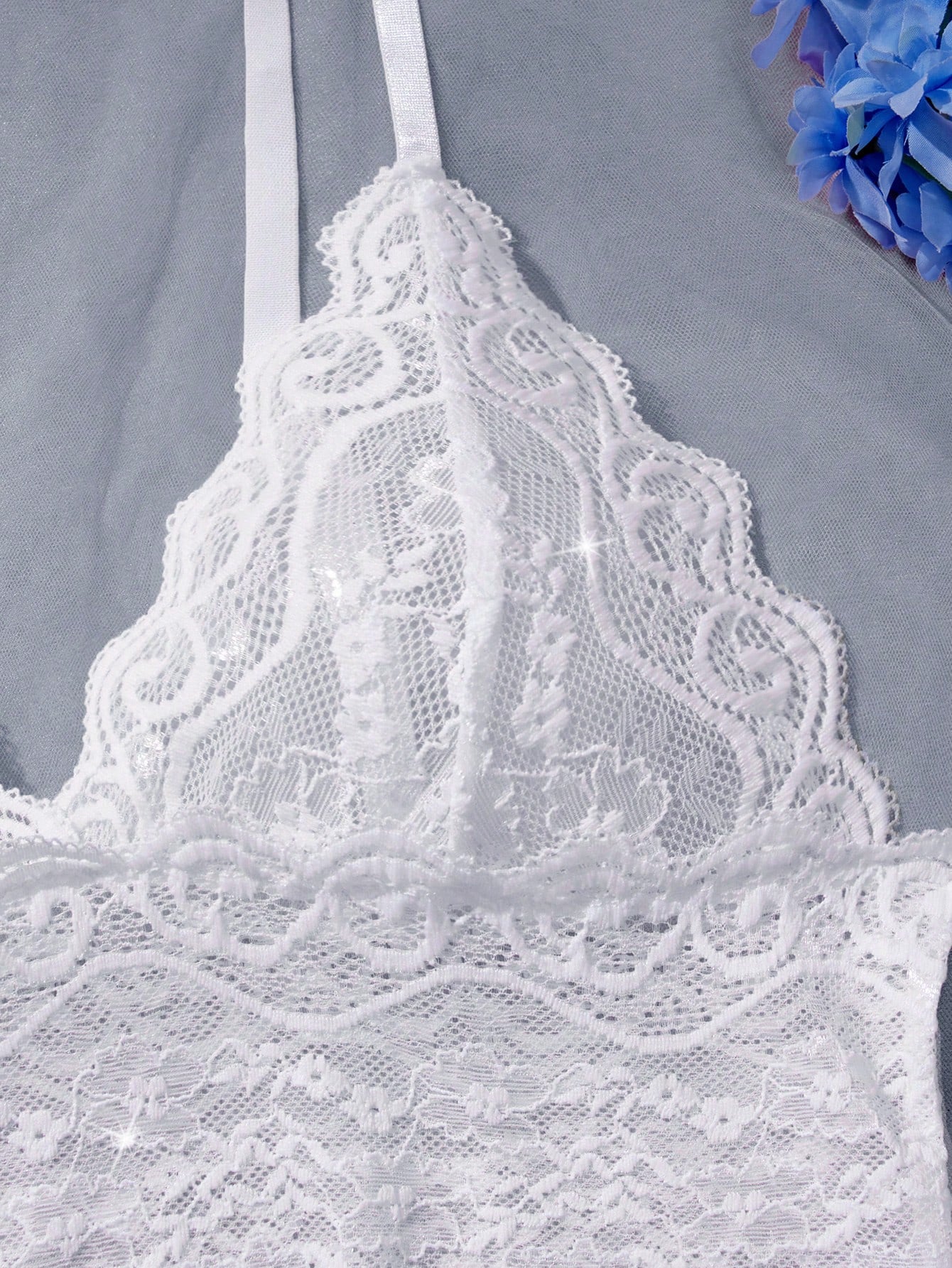 SHEIN Lingerie Valentine's Dazy Sexy White Lace Sleepwear Set