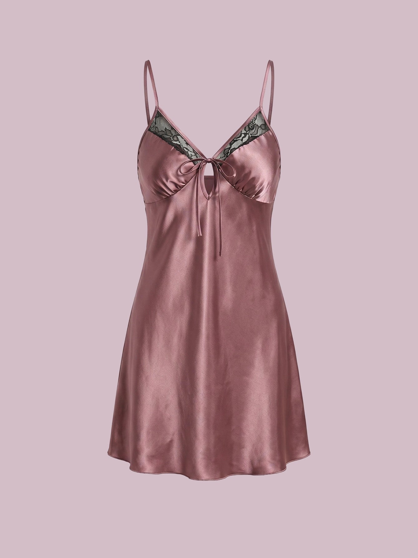 SHEIN Lingerie SilkySpell Lace Belted Robe Cami Pajama Night Dress