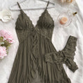 SHEIN Lingerie Women's Sexy Lace Camisole Nightgown Set