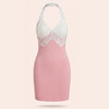 SHEIN Lingerie DAZY Contrast Lace Patchwork Halter Waist Nightgown