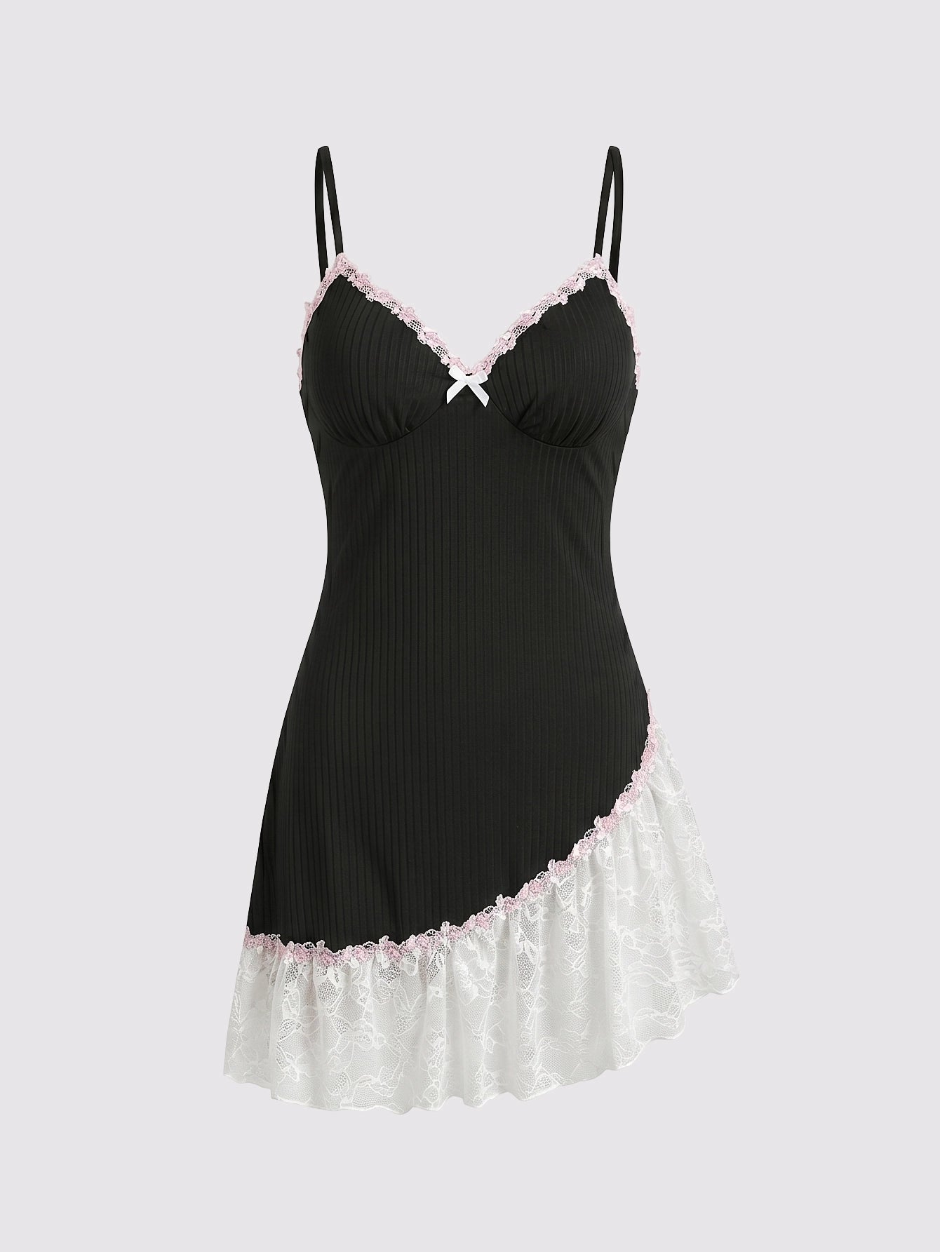 SHEIN Lingerie SweetSlumber Color Block Lace Trim Camisole Sleep Dress Bridal Lingerie