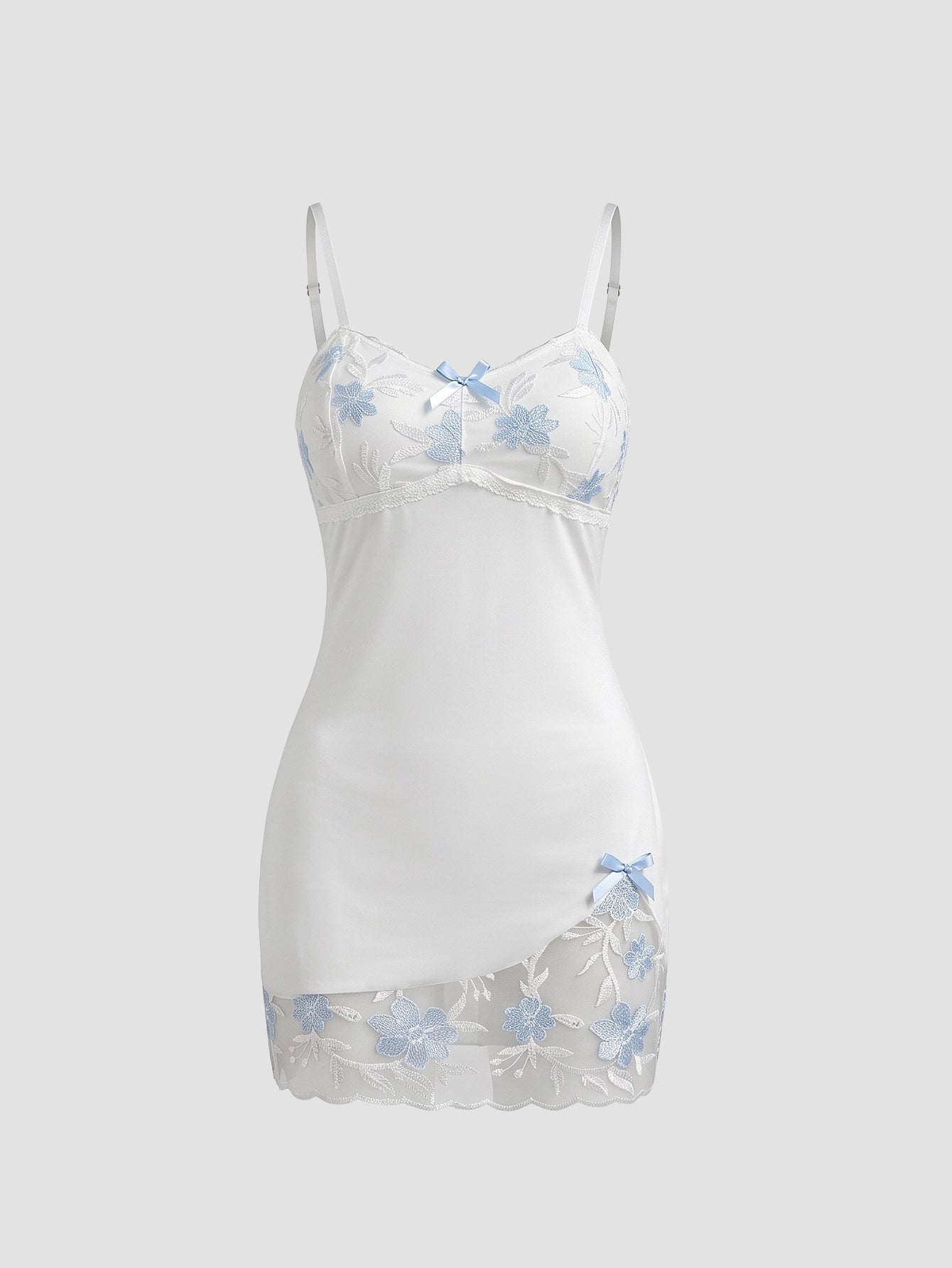 SHEIN Lingerie Crystal Vow Floral Embroidered Mesh Patchwork Camisole Nightdress