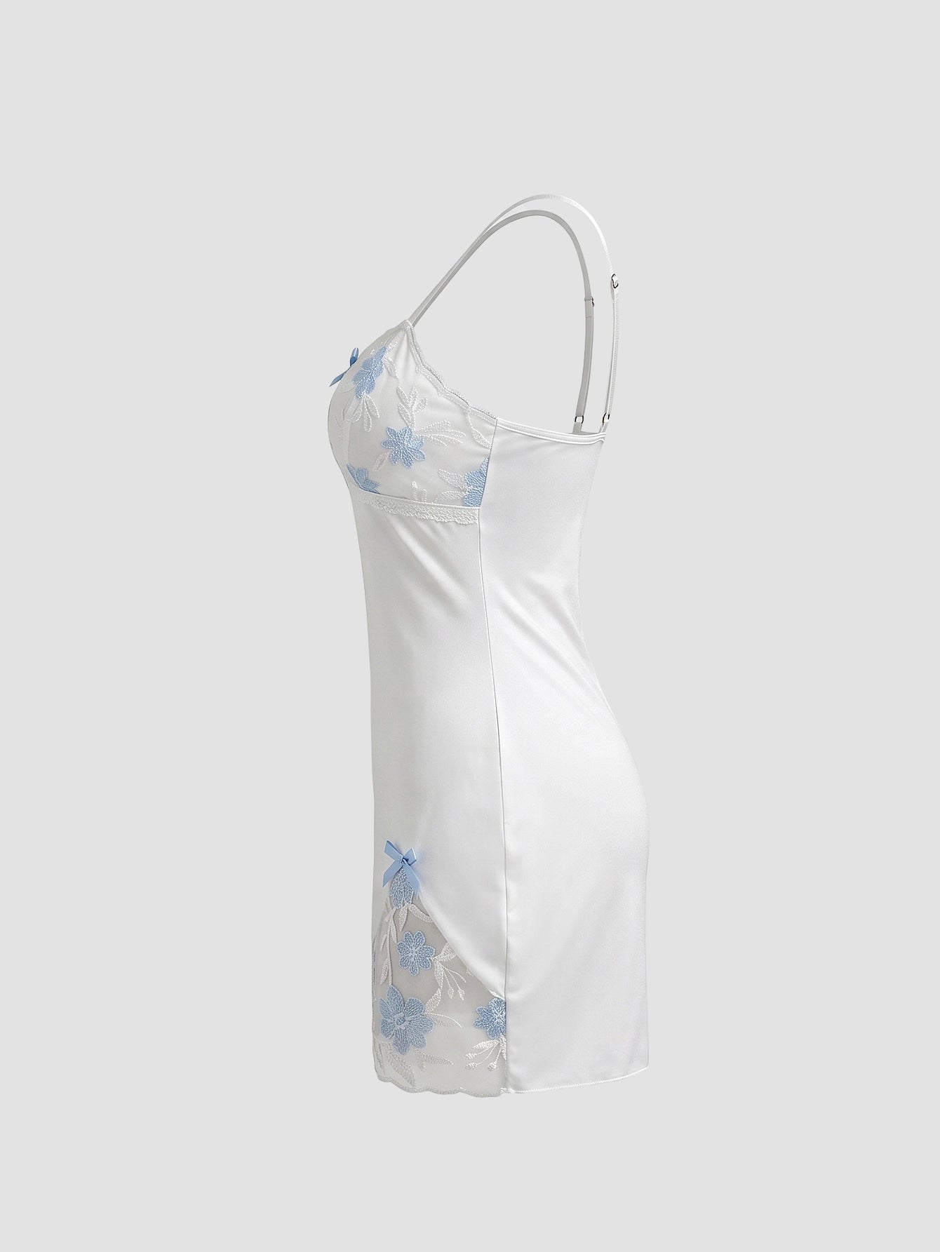 SHEIN Lingerie Crystal Vow Floral Embroidered Mesh Patchwork Camisole Nightdress