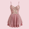 SHEIN Lingerie SHEIN Romantic Butterfly Embroidery Mesh Tie Up Velvet Skirt Dress Sleepwear