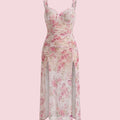 SHEIN Lingerie Bow Floral Print Spaghetti Strap Slit Nightgown Babydoll