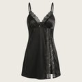 SHEIN Lingerie SHEIN 1pc Lace Patchwork Satin Butterfly Sexy Nightgown Babydoll Dress