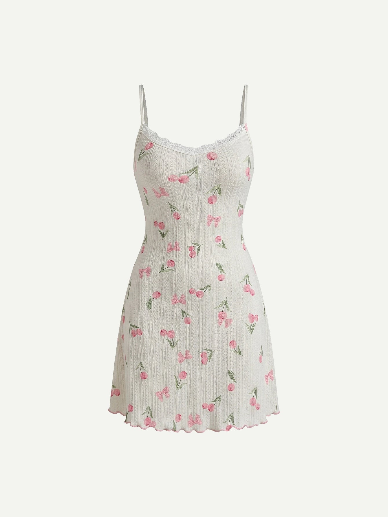 SHEIN Lingerie CottageSlumber Tulip Print Lace Patchwork Backless Jacquard Nightgown