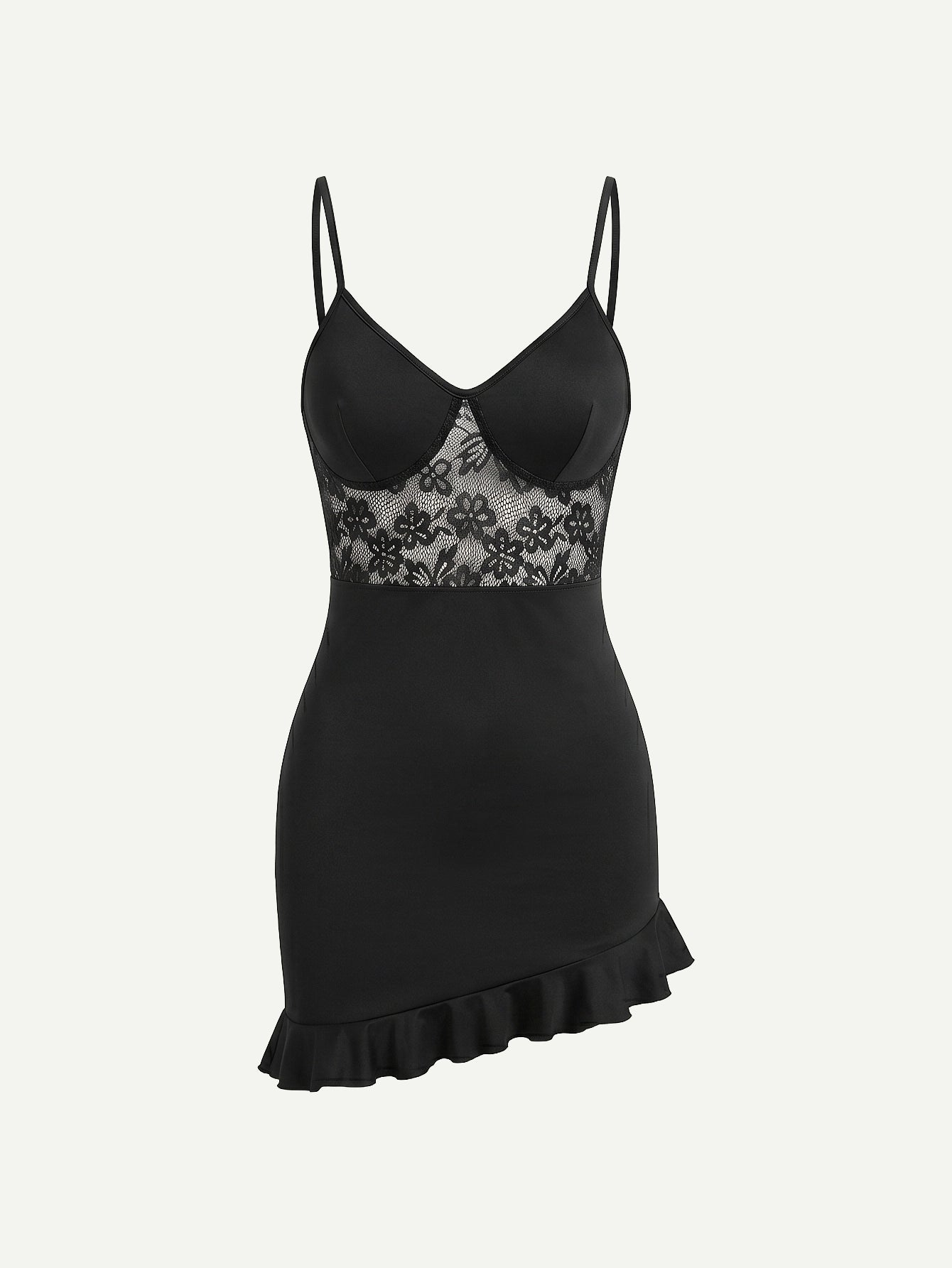SHEIN Lingerie INS Sweet Girl Lace Patchwork Sexy Nightgown