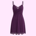 SHEIN Lingerie Purple Spaghetti Strap Knitted Mini Sleep Dress Soft Touch