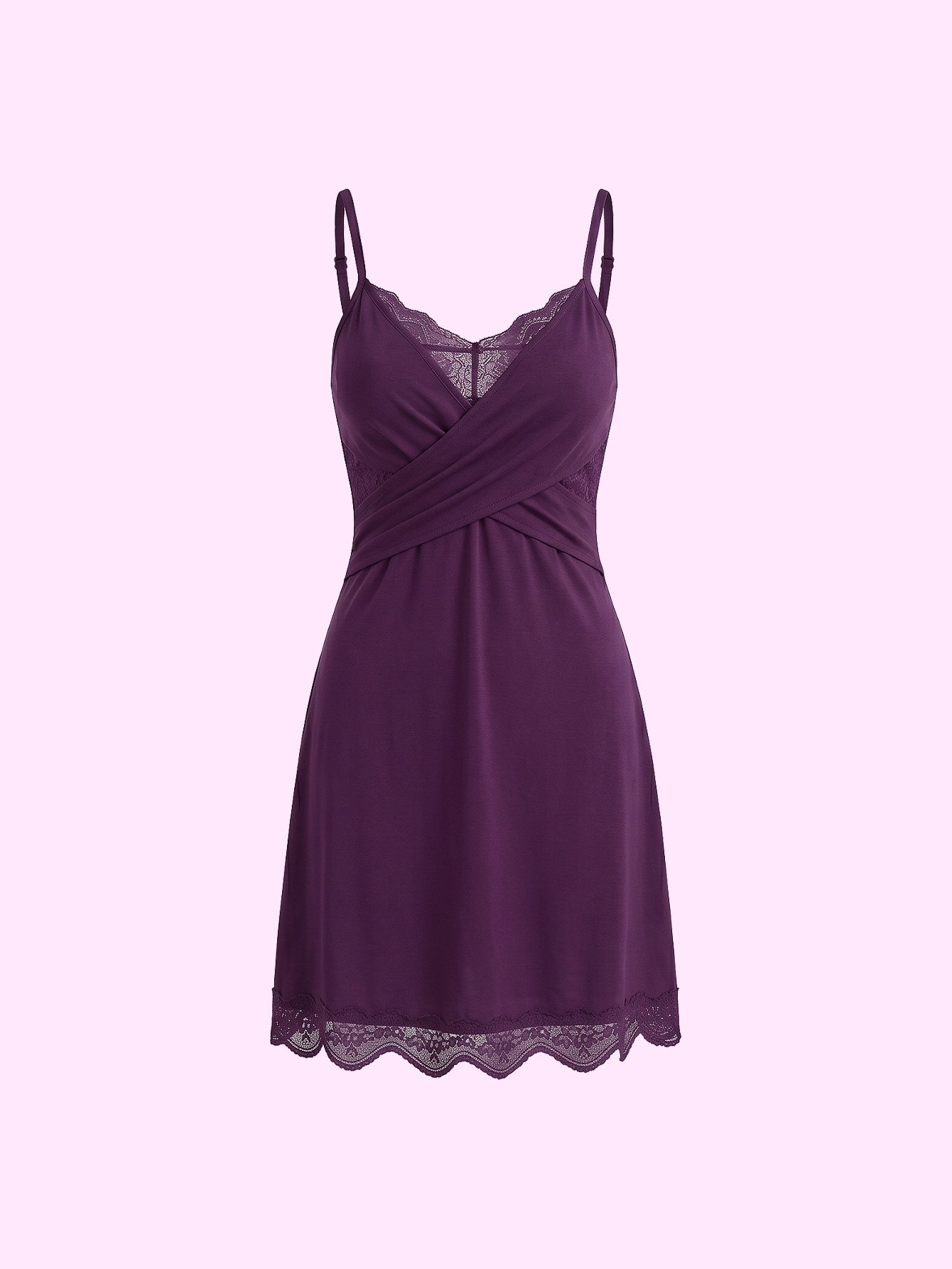 SHEIN Lingerie Purple Spaghetti Strap Knitted Mini Sleep Dress Soft Touch