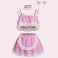 SHEIN Lingerie ROMWE Kawaii Kitty Girl Chiffon 6pcs Lingerie Clubwear Set