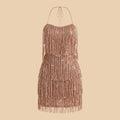 SHEIN Lingerie SHEIN BAE Y2K Sparkly Backless Sequin Tassel Jumpsuit Party Dress