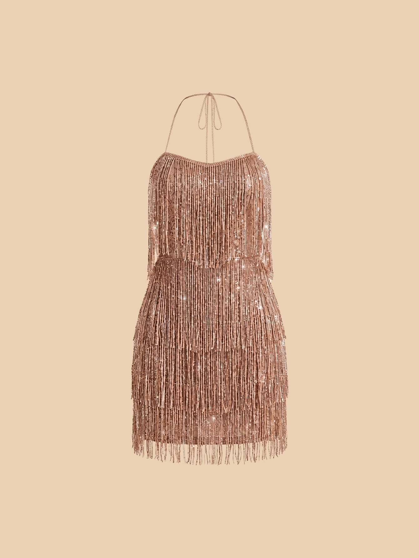 SHEIN Lingerie SHEIN BAE Y2K Sparkly Backless Sequin Tassel Jumpsuit Party Dress