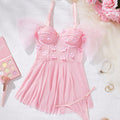SHEIN Lingerie Appliques Mesh Underwire Babydoll Lingerie Set