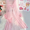 SHEIN Lingerie PetitDoll 2pcs Lace Patchwork Sexy Nightgown Valentine's Set