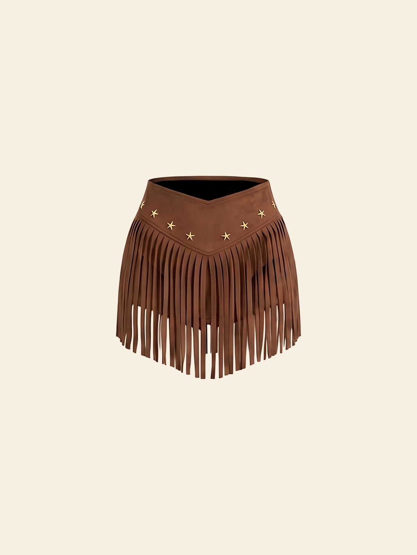 SHEIN Lingerie SHEIN ICON Western Festival Tassel Low Rise Frayed Rivet Mini Skirt