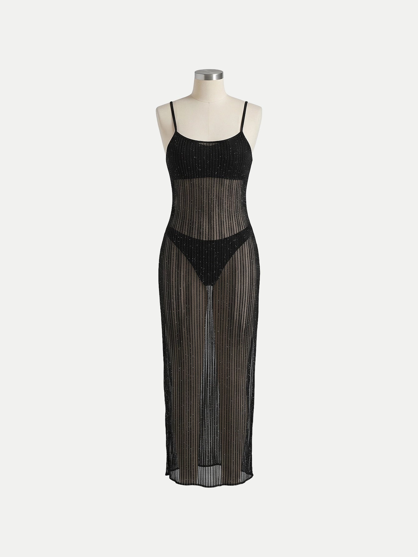 SHEIN Lingerie Swim SXY Hollow Out Slit Crochet Beach Cover Up Dress