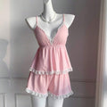 SHEIN Lingerie Comfortcana Knitted Camisole Padded Bra Lace Trim Shorts 2pcs Set