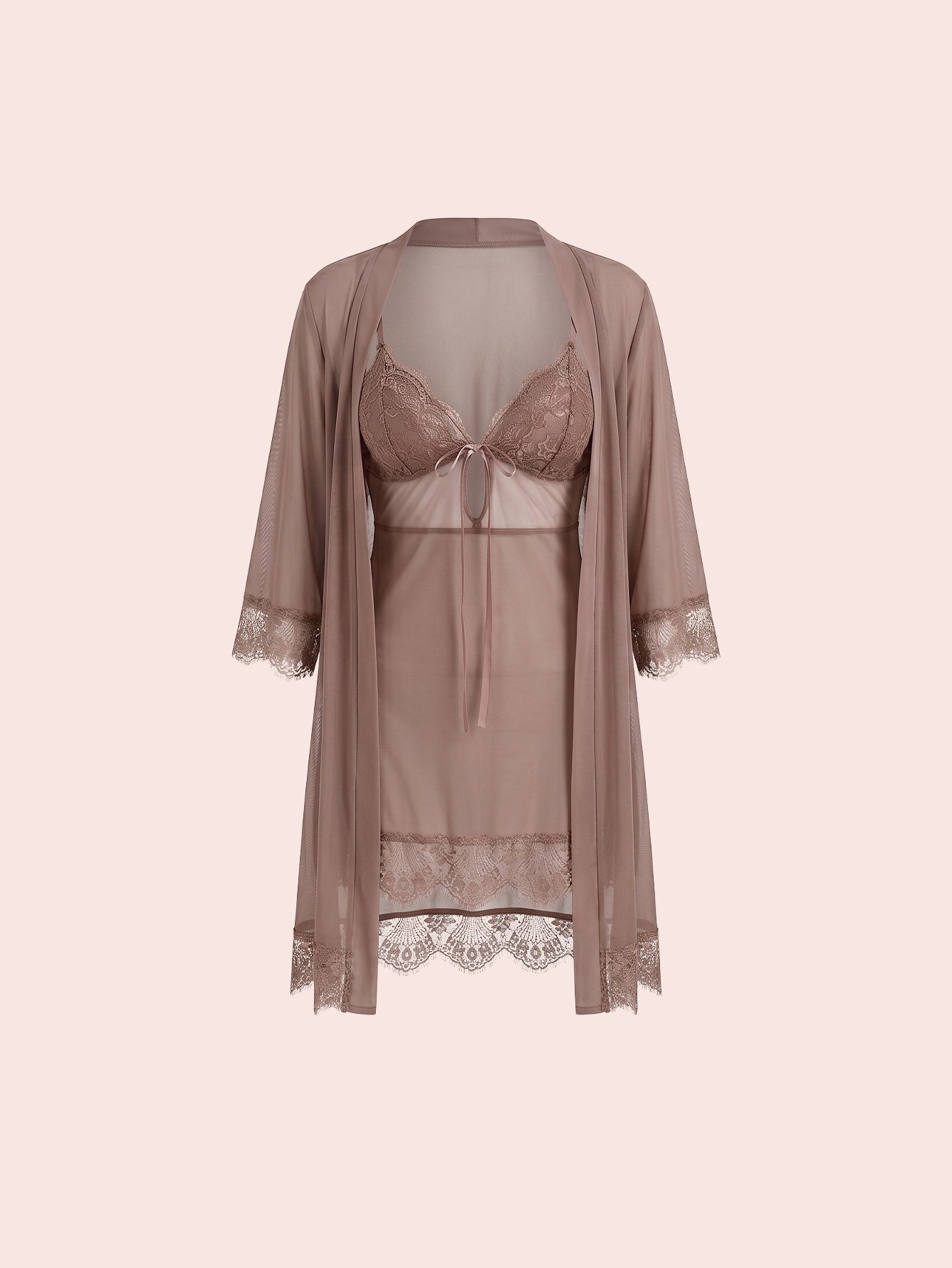 SHEIN Lingerie DAZY Mesh Contrast Lace Sexy Lingerie Pajama Set Valentine's Day