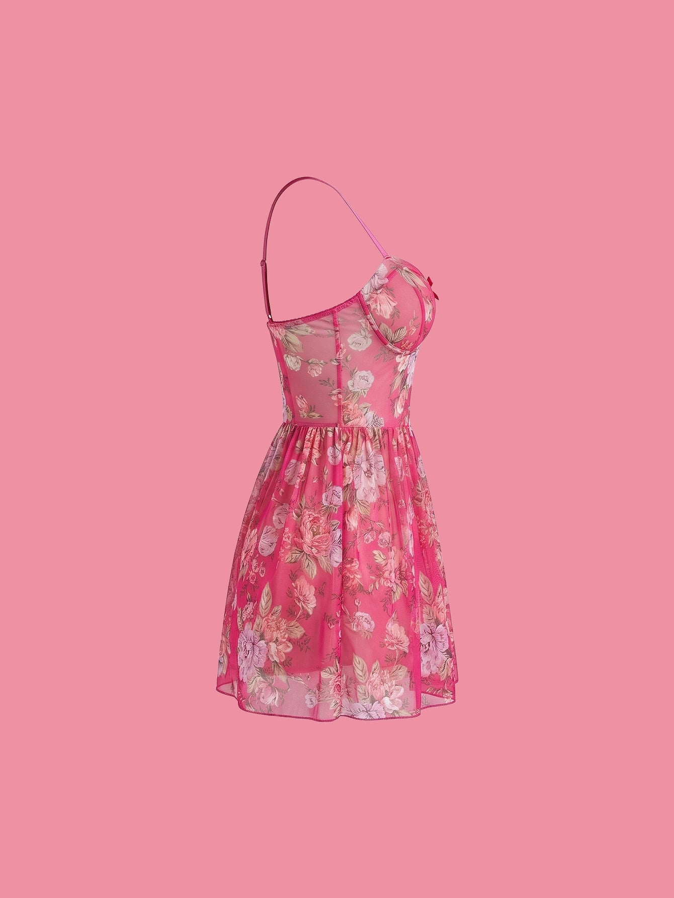 SHEIN Lingerie Floral Bow Decor Camisole Nightgown Babydoll Set
