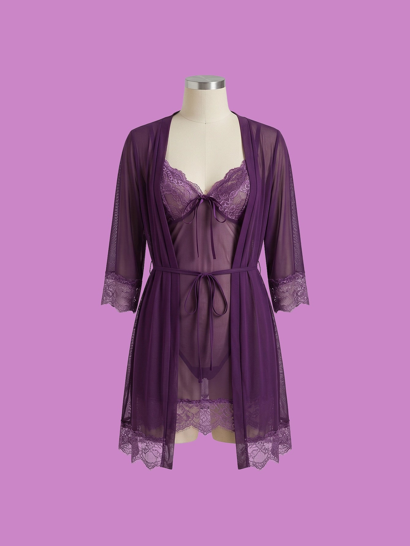 SHEIN Lingerie DAZY Mesh Lace Pajama Set Spring Sleepwear