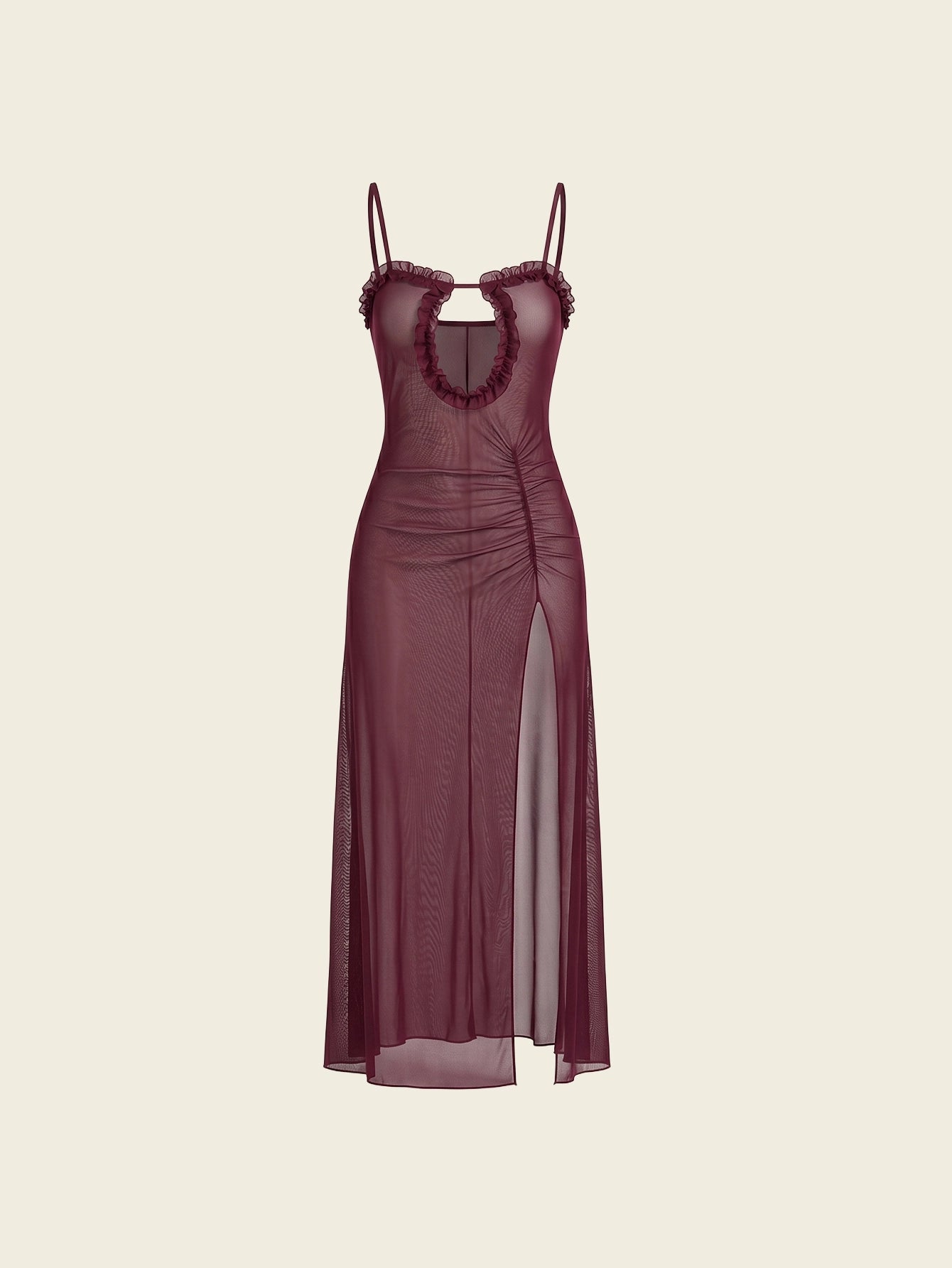 SHEIN Lingerie DAZY Mesh Ruffle Slit Camisole Nightgown Women