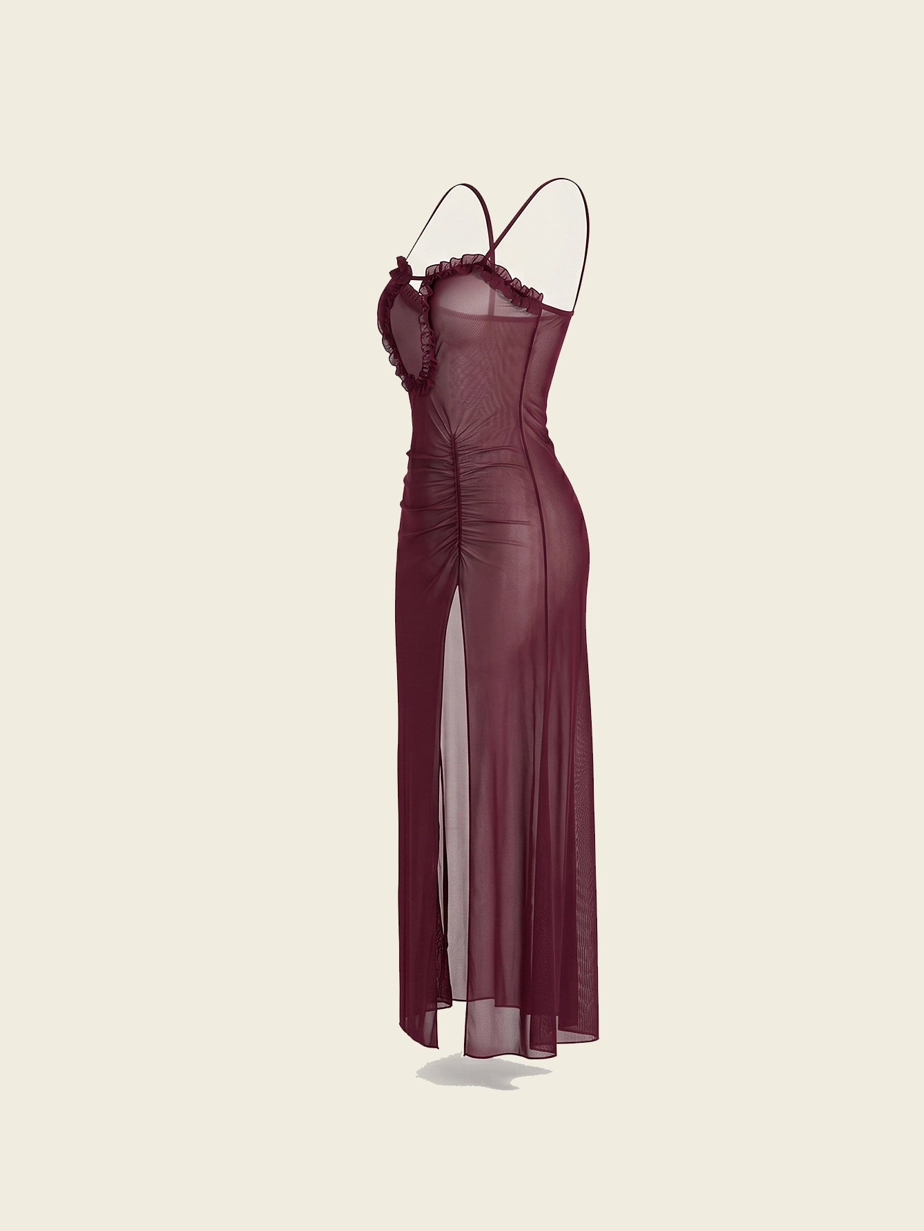 SHEIN Lingerie DAZY Mesh Ruffle Slit Camisole Nightgown Women