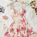 SHEIN Lingerie Floral Ruffle Two Piece Sleepwear Lingerie Set Women