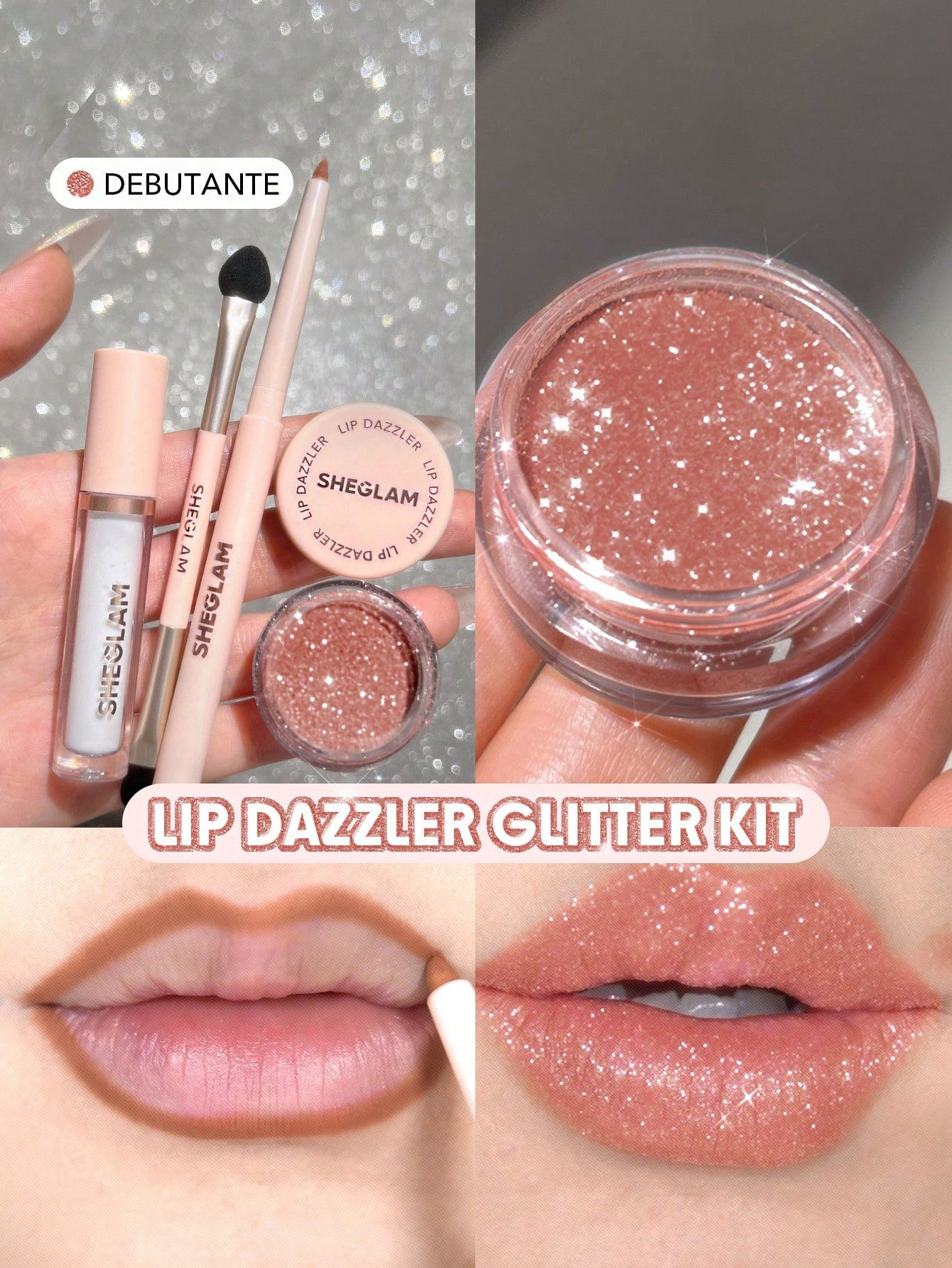 SHEGLAM Lip Dazzler Glitter Kit Long Lasting Non Sticky Shiny Liquid Lip Gloss for Party Ready Looks