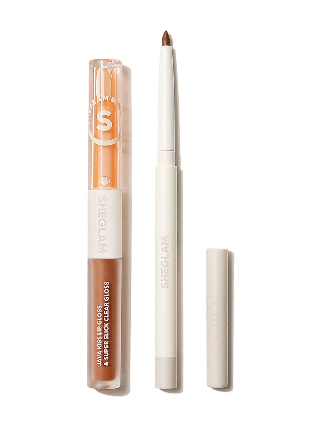 SHEGLAM Soft 90's Moody Taupe Glam Lip Liner and Duo Set 3-In-1 Moisturizing Plumping Lip Gloss with Long Lasting Liquid Lipstick