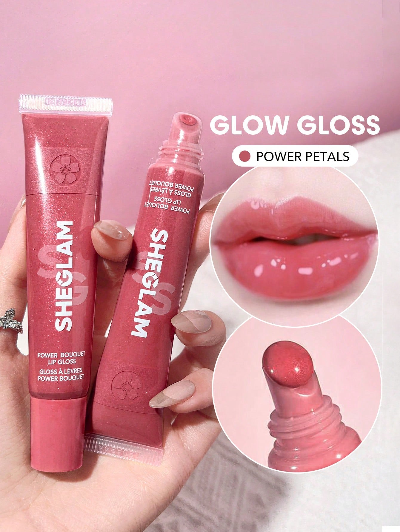 SHEGLAM Power Bouquet Lip Gloss Shiny Tinted Moisturizing Plumping NonSticky Lip Oil with Repairing Freesia Extract