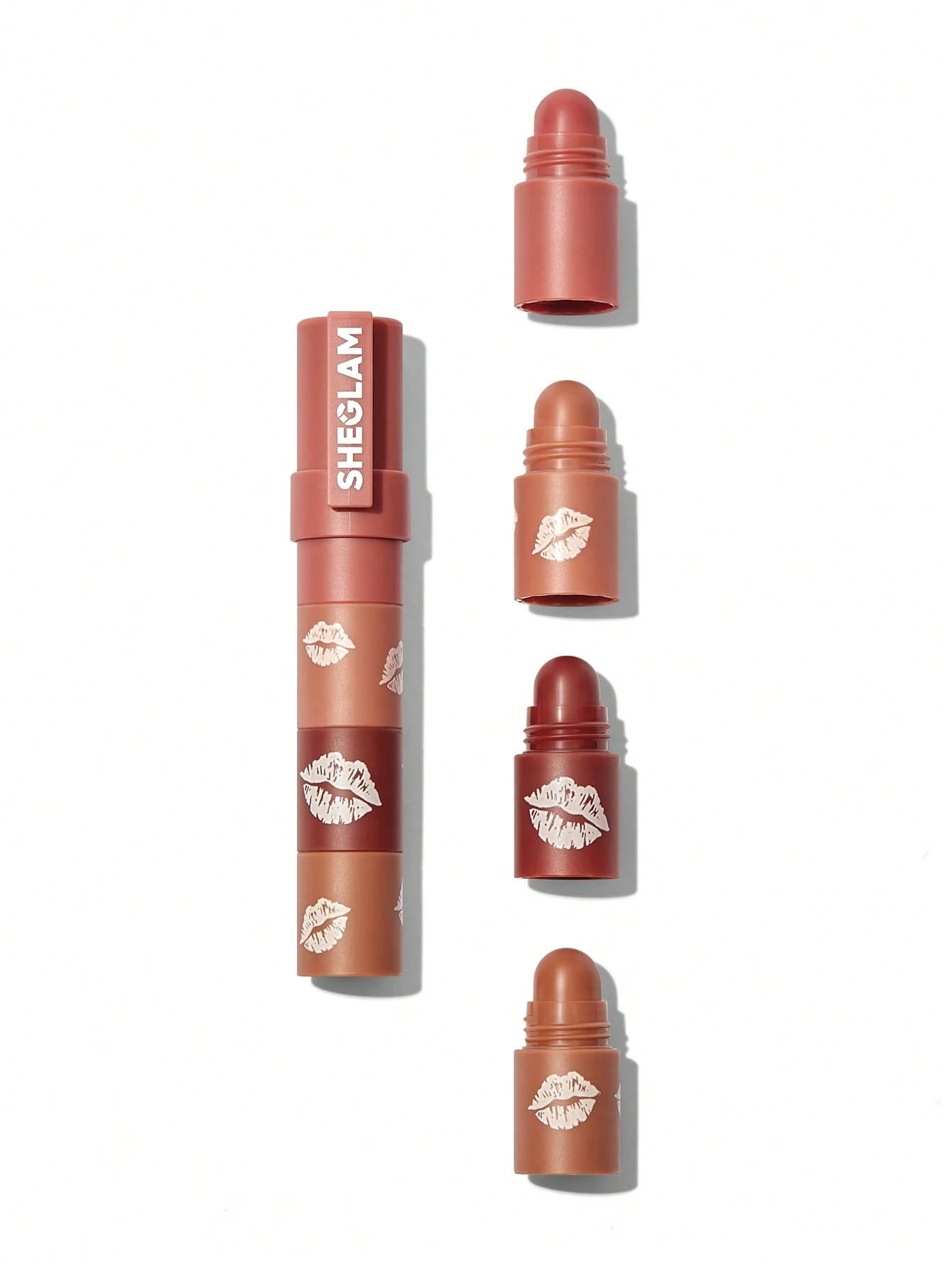SHEGLAM Mega Lip Stacks Nude Bare Stack 4?In?1 Creamy Matte High Pigment Non?Drying Portable Lipstick Kit