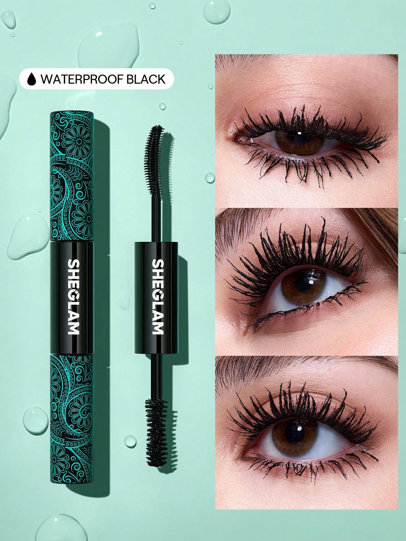 SHEGLAM All In One Volume and Length Mascara 2-In-1 Waterproof Volumizing Curling Dual Ended Brush for Long Lasting Lashes