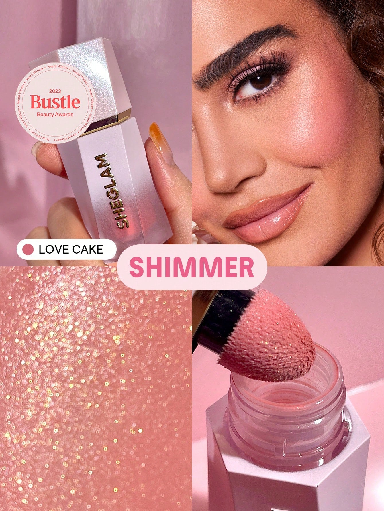 SHEGLAM Color Bloom Dayglow Liquid Blush Love Cake Shimmer Finish Long Lasting Highly Pigmented Lightweight Gel Cream Blusher