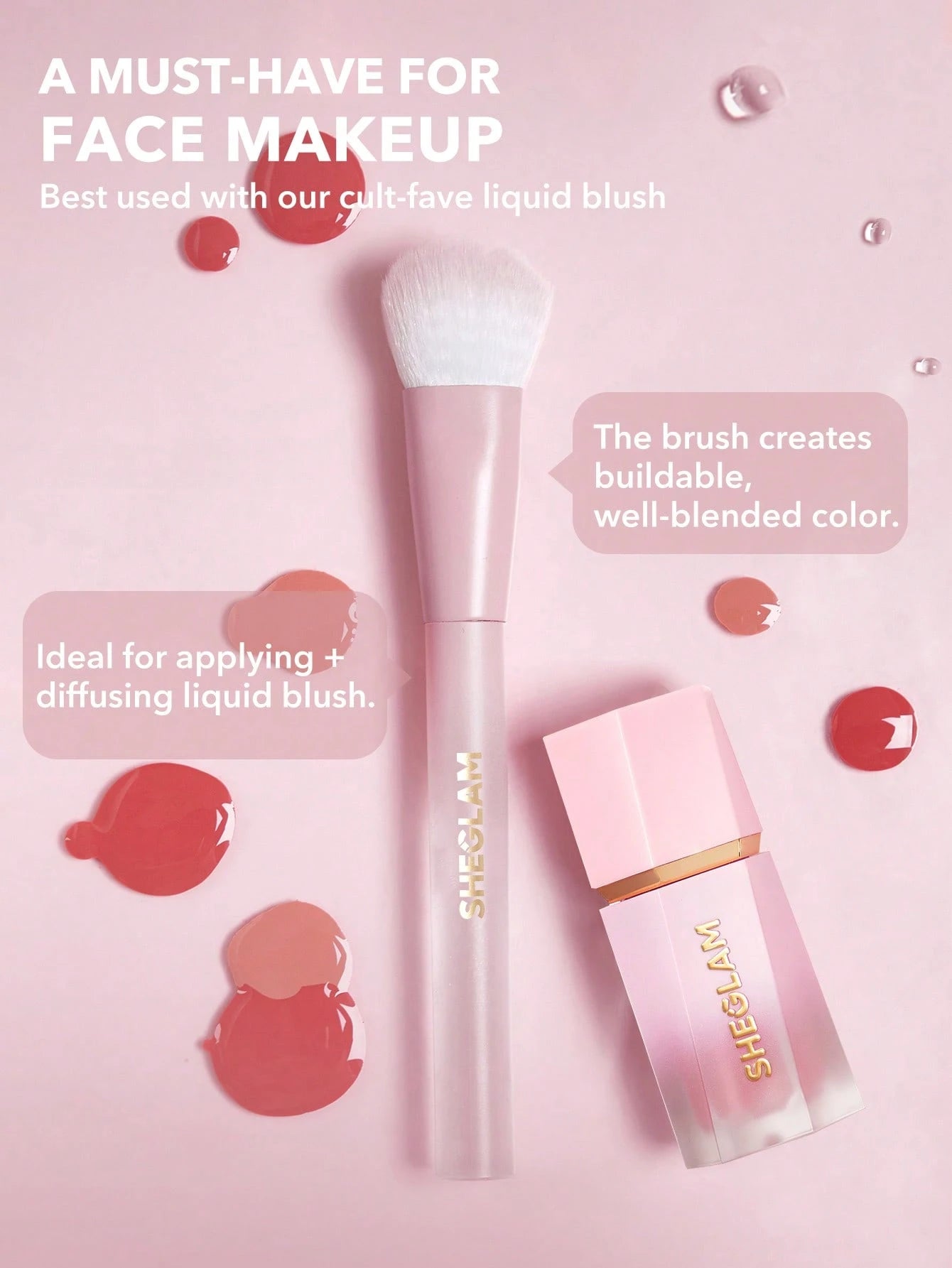 SHEGLAM Color Bloom Liquid Blush Brush Synthetic Kitty Paw Design Soft Professional Makeup Brush for Liquid Blending