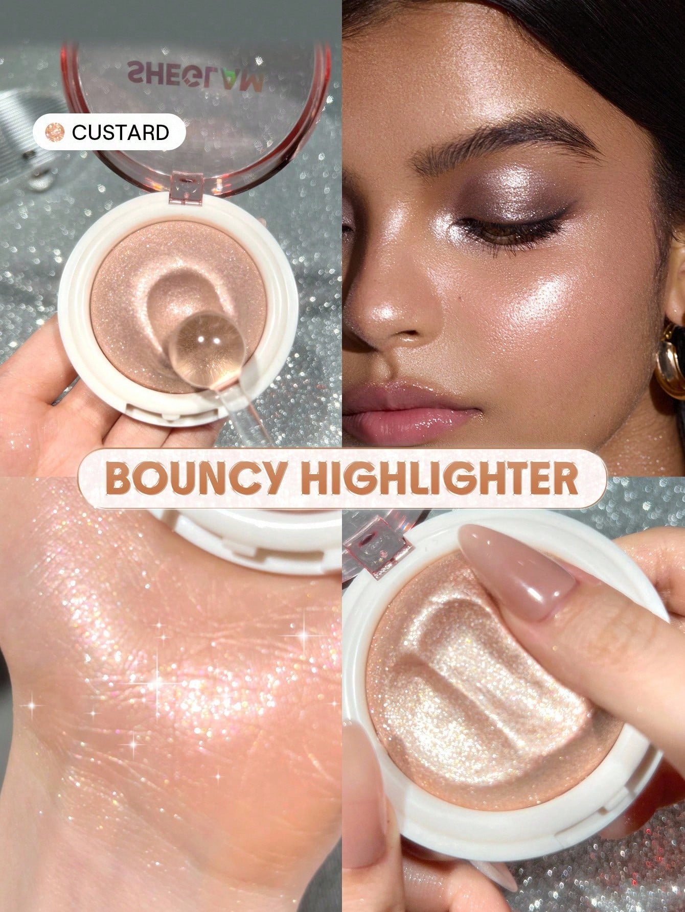 SHEGLAM Glowchi Bouncy Highlighter Custard Creamy Long Lasting Shimmer Glow Makeup for Radiant Skin