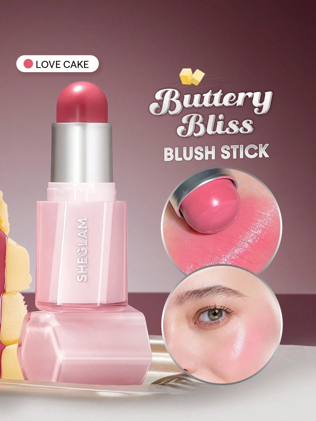 SHEGLAM Buttery Bliss Blush Stick Creamy Long Lasting Hydrating Blush for Natural Radiant Cheeks