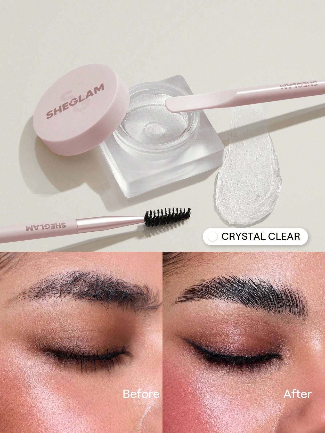 SHEGLAM Set Me Up Brow Hold Crystal Clear Waterproof Eyebrow Gel Long Lasting No Smudge Shaping Wax for Perfect Brows